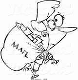 Mail Cartoon Coloring Bag Carrying Big Woman Vector Outlined Carrier Pages Leishman Ron Royalty sketch template