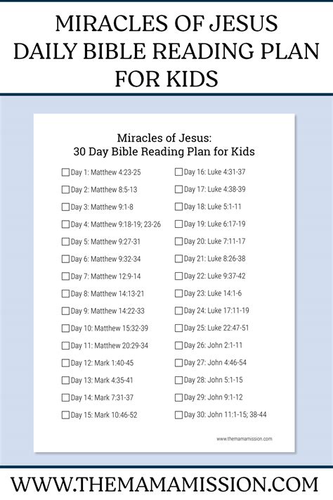miracles  jesus daily bible reading plan  kids  mama mission