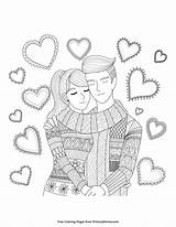 Coloring Pages Couple Couples Valentines Book Color Printable Primarygames Adult sketch template