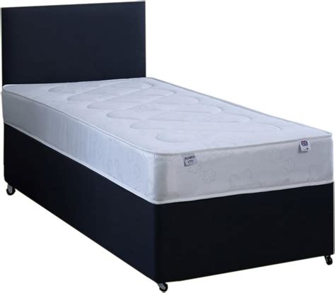 ft  ft single short black faux leather divan bed set including deep
