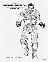 Coloring Pages Captain America Falcon Avengers Winter Marvel Sam Printable Soldier Movie Superhero sketch template