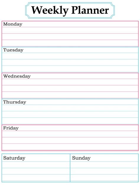 weekly planner printable ideas  pinterest weekly planner