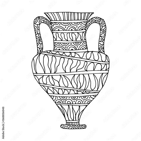 greek vase coloring page hand drawn poster stock vector illustration
