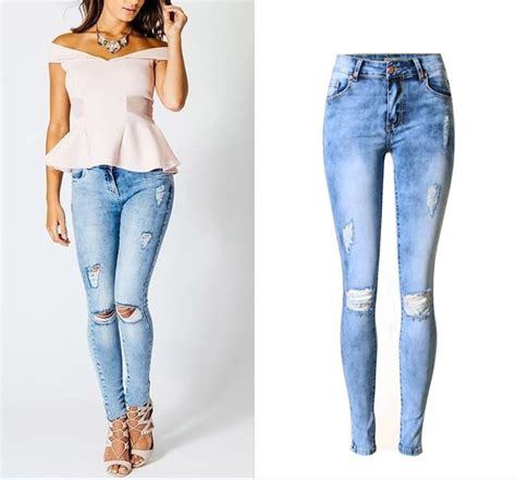 size 44 new 2017 hot hole ripped jeans women pants fashion ladies