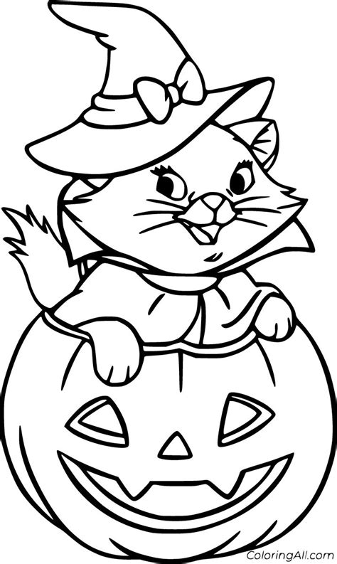 printable halloween cat coloring pages  vector format easy