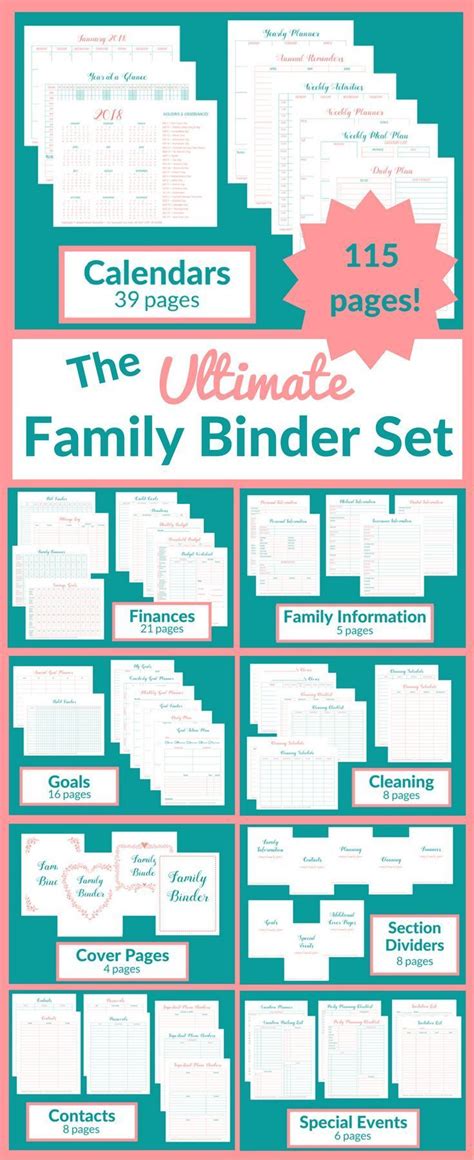 ultimate family binder printables set family binder printables