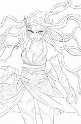 Nezuko Lineart Slayer Kimetsu Yaiba Manga Psd Colorear Kamado Mu Desenho Tanjiro Otaku 塗り絵 sketch template
