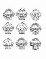 Coloring Pages Cupcakes Cute Cup Adults Cupcake Cake Cakes Adult Color Six Printable Kids Easy Cream Delicious Justcolor Sheets These sketch template
