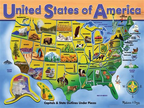 detailed tourist illustrated map   united states  america usa