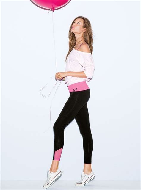 Victoria S Secret Mesh Yoga Legging In Black Pink Lyst