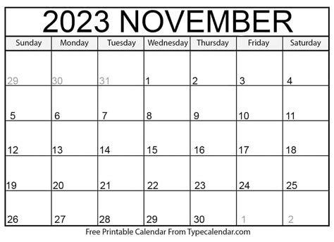 printable november  calendars