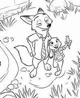 Judy Nick Zootopia Coloring Pages Wilde Hopps Coloringpagesonly sketch template