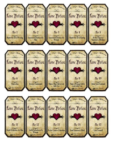 miniature  printable potion labels printable template calendar