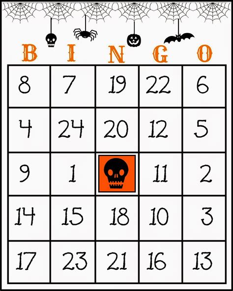 printable halloween bingo cards  numbers