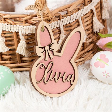 personalized bunny easter basket tag custom easter place card easter