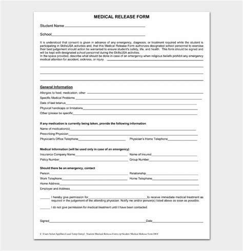 medical release form printable printable templat vrogueco