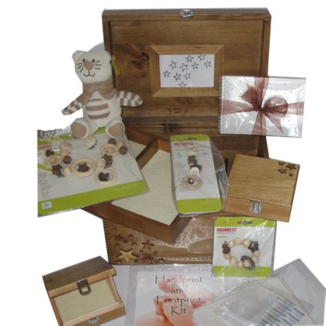 personalised xl natural rustic pine baby gift set keepsake boxes