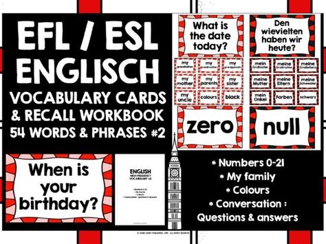 englich esl vocabulary cards  teaching resources