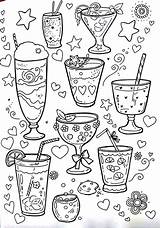 Coloring Pages Food Adult Book Doodles Drink Drinks Colouring Books Printable Color Kids Kawaii Desenhos Outline Sheets Drawings Choose Board sketch template