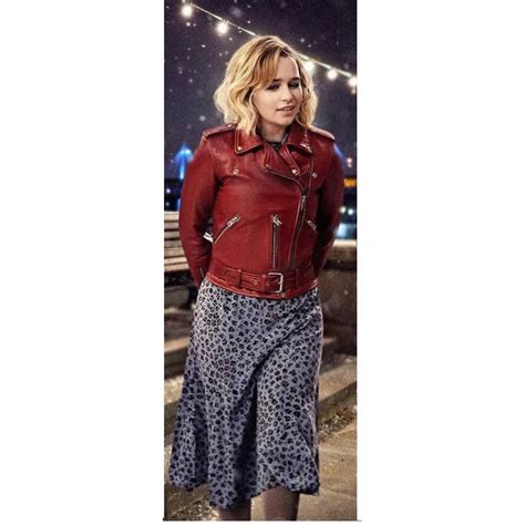 last christmas emilia clarke kate red leather jacket