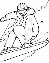 Coloring Snowboard Snowboarding Pages Winter Playing Season Man Guy Netart sketch template