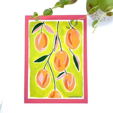 lemon art print  lousurfacepattern notonthehighstreetcom