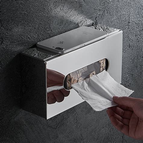 bohk metal rectangular facial tissue box cover holder  bathroom kitchen  office  wall