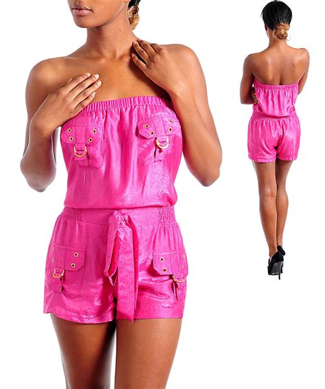 Womans Plus Size Sexy Pink Strapless Romper W Acc 3xl 22 24 Nwt
