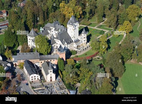 berg castle aerial view colmar berg luxembourg district stock photo
