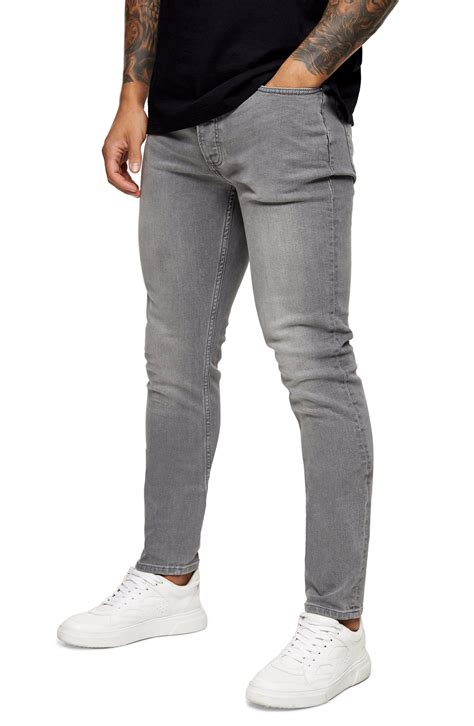 men s topman mid gray skinny jeans size 32 x 34 grey