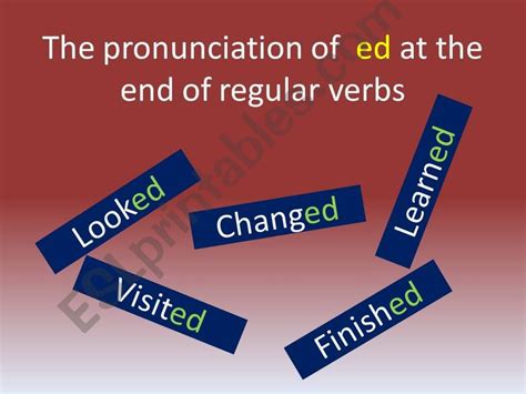 esl english powerpoints the pronunciation of ´ed´ or regular verbs