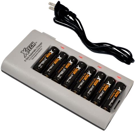 xtech  slot automatic battery charger  aa aaa ni mh ni cd rechargeable batteries xtech