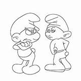 Smurf Coloring Pages Little Grumpy Faced Smurf1 Momjunction Ones Funny Printables sketch template