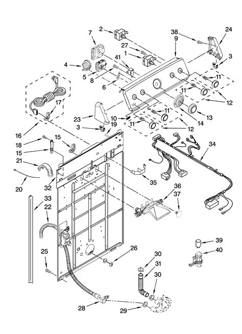 controls  rear panel parts diagram parts list  model mvwcvw maytag parts washer