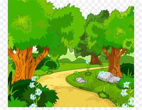 cartoon scene   path   woods  flowers   ground