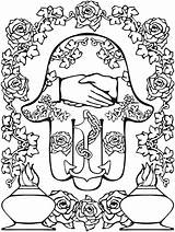Hamsa Hand Pages Coloring Printable Getcolorings Color sketch template