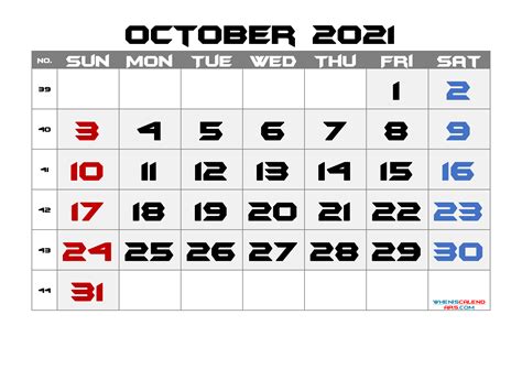 printable calendar october