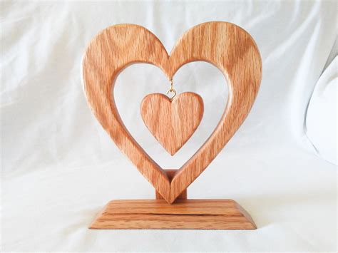 wooden heart shaped ornament stand  heart ornament set   eco
