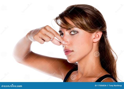 woman pinching nose royalty  stock image image