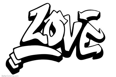 graffiti letters love coloring pages  printable coloring pages