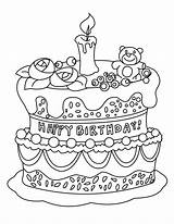 Birthday Coloring Cake Pages Kids Printable sketch template