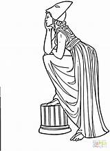 Greek Coloring Pages Ancient Woman Drawing Soldier Architecture Printable Color sketch template