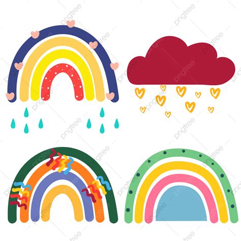 cute rainbow drawing sticker set rainbow sticker rainbow rainbow drawing png  vector