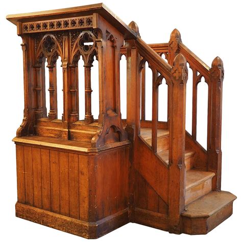 victorian carved church pulpit   gothic style
