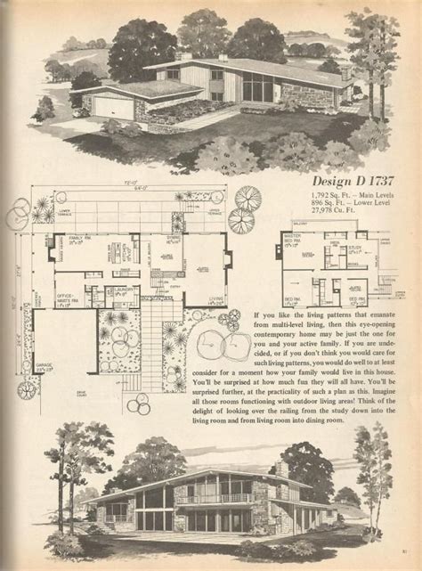 vintage house plans mid century homes  homes vintage house plans vintage house plans