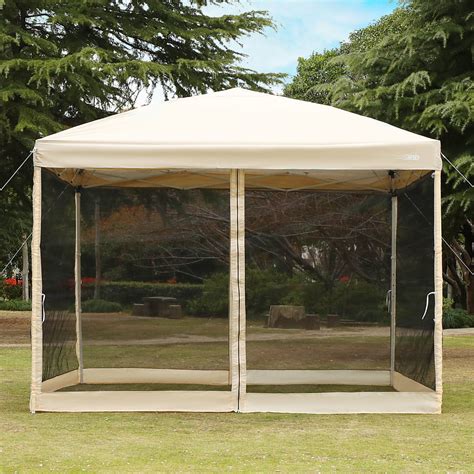 pop  canopy gazebo car shelter party tent mesh net patio tan  beige walmartcom