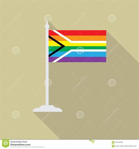 gay pride flag of south africa lgbt flag with flagpole