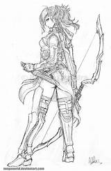 Ranger Elven Meganerid Archer Dnd Dungeons Charakter Malvorlage Malbuch Skizzen Coloriage Elves Täältä Tallennettu sketch template