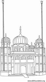 Colouring Drawing Sikh Coloring Gurdwara Temples Template Gurudwara Color sketch template