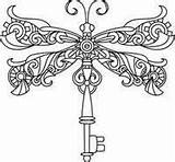 Dragonfly Coloring Pages Embroidery Drawing Steampunk Patterns sketch template